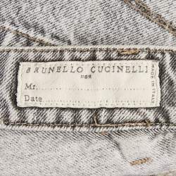 Pre Owned Brunello Cucinelli Grey Denim Traditional Fit Jeans S Waist 30"