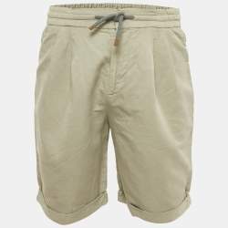 Brunello Cucinelli Green Linen Blend Drawstring Shorts XS