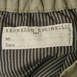 Pre Owned Brunello Cucinelli Green Linen Blend Drawstring Shorts XS