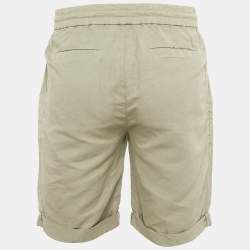 Pre Owned Brunello Cucinelli Green Linen Blend Drawstring Shorts XS