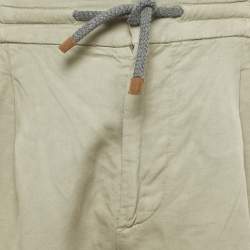 Pre Owned Brunello Cucinelli Green Linen Blend Drawstring Shorts XS