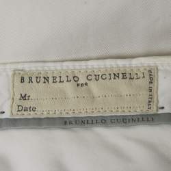 Pre Owned Brunello Cucinelli White Cotton Leisure Fit Jeans M Waist 32"