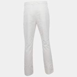 Pre Owned Brunello Cucinelli White Cotton Leisure Fit Jeans M Waist 32"