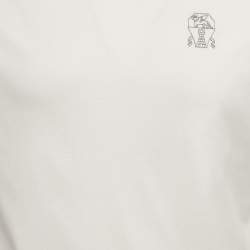 Pre Owned Brunello Cucinelli White Cotton Knit T-Shirt M