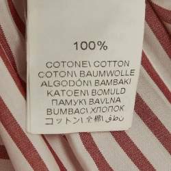 Pre Owned Brunello Cucinelli Red/White Striped Cotton Slim Fit Shirt M
