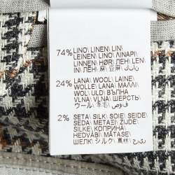 Pre Owned Brunello Cucinelli Grey Checked Linen Blend Single Breasted Blazer XXL