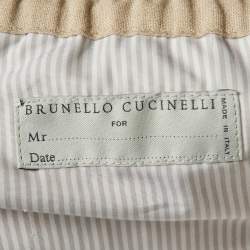 Pre Owned Brunello Cucinelli Pinstripe Linen and Wool Leisure Fit Trousers XXXL