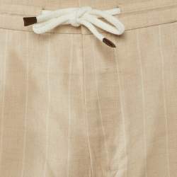 Pre Owned Brunello Cucinelli Pinstripe Linen and Wool Leisure Fit Trousers XXXL