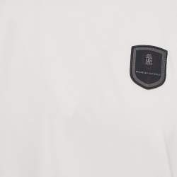Pre Owned Brunello Cucinelli White Jersey Applique Detail T-Shirt S