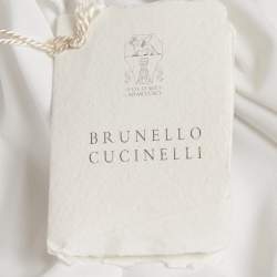 Pre Owned Brunello Cucinelli White Jersey Applique Detail T-Shirt S