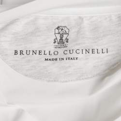 Pre Owned Brunello Cucinelli White Jersey Applique Detail T-Shirt S