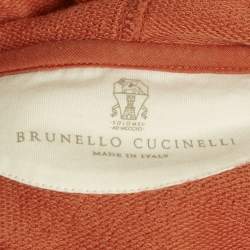 Pre Owned Brunello Cucinelli Orange Printed Cotton Hoodie S