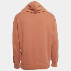 Pre Owned Brunello Cucinelli Orange Printed Cotton Hoodie S