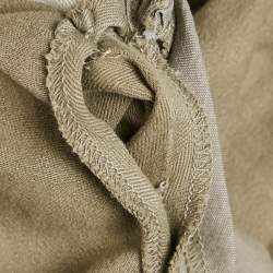 Pre Owned Brunello Cucinelli Sage Green Herringbone Cotton Traditional Fit Trousers M