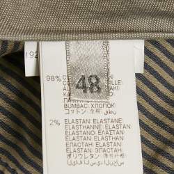 Pre Owned Brunello Cucinelli Sage Green Herringbone Cotton Traditional Fit Trousers M