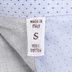 Pre Owned Brunello Cucinelli Light Blue Dotted Print Cotton Long Sleeve Slim Fit Shirt S