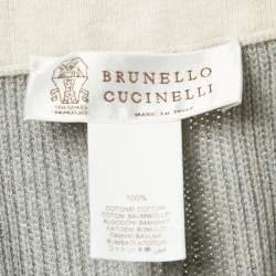 Pre Owned Brunello Cucinelli Grey Cotton Rib Knit Shorts XL