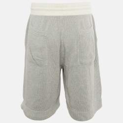 Pre Owned Brunello Cucinelli Grey Cotton Rib Knit Shorts XL