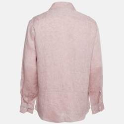 Pre Owned Brunello Cucinelli Pink Linen Easy Fit Shirt L