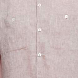 Pre Owned Brunello Cucinelli Pink Linen Easy Fit Shirt L