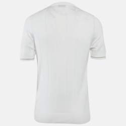 Pre Owned تي شيرت برونيللو كوتشينيللي أبيض قطن محبوك ياقة دائرية مقاس متوسط - ميديم