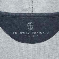 مملوكة مسبقًا Brunello Cucinelli Blue Cotton Jersey Hooded Vest M