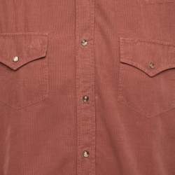 مملوكة مسبقًا Brunello Cucinelli Burnt Orange Corduroy Easy Fit Shirt XXL