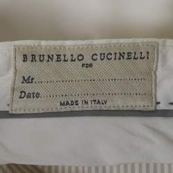 مملوكة مسبقًا Brunello Cucinelli White Cotton Drill Regular Fit Trousers M