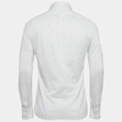 مملوكة مسبقًا قميص برونيلو كوتشينيللي قطني أبيض بقصة ضيقة مقاس صغير - إكس سمول