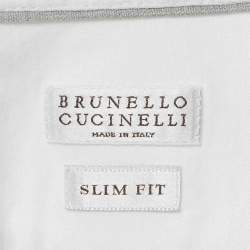 مملوكة مسبقًا قميص برونيلو كوتشينيللي قطني أبيض بقصة ضيقة مقاس صغير - إكس سمول