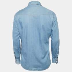 مملوكة مسبقًا Brunello Cucinelli Blue Chambray Easy Fit Shirt M