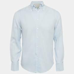 Pre Owned Brunello Cucinelli Light Blue Cotton Slim Fit Shirt S