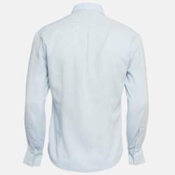 Pre Owned Brunello Cucinelli Light Blue Cotton Slim Fit Shirt S