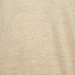 Pre Owned تي شيرت برونيلو كوتشينيللي مزيج كتان بيج بولو مقاس كبير جدًا - إكس إكس لارج