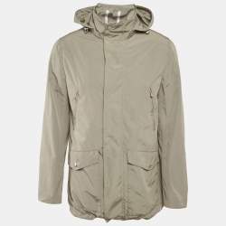 Pre Owned Brunello Cucinelli Sage Green Synthetic Hooded Jacket S