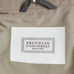 Pre Owned Brunello Cucinelli Sage Green Synthetic Hooded Jacket S