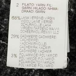 Pre Owned Brunello Cucinelli Beige/Grey Rib Knit V-Neck Sweater M