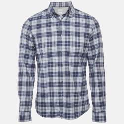 Pre Owned Brunello Cucinelli Blue Check Cotton Leisure Fit Shirt M