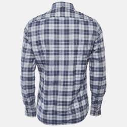 Pre Owned Brunello Cucinelli Blue Check Cotton Leisure Fit Shirt M