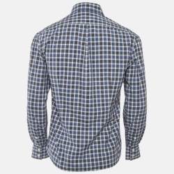 Pre Owned Brunello Cucinelli Blue Check Cotton Shirt M