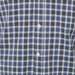 Pre Owned Brunello Cucinelli Blue Check Cotton Shirt M