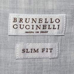 Pre Owned Brunello Cucinelli Blue Check Cotton Shirt M