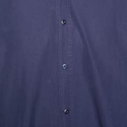 Pre Owned Brunello Cucinelli Navy Blue Cotton Long Sleeve Shirt XL