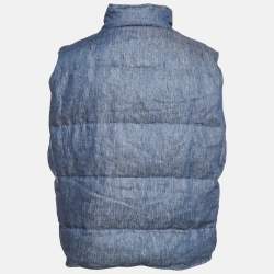 Pre Owned Brunello Cucinelli Blue Linen Puffer Vest 4XL