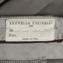 Pre Owned Brunello Cucinelli Grey Twill Traditional Fit Pants 4XL