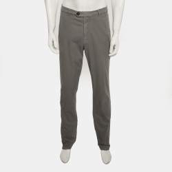 Pre Owned Brunello Cucinelli Grey Twill Traditional Fit Pants 4XL