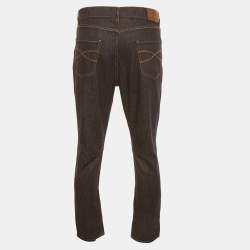 Pre Owned Brunello Cucinelli Dark Blue Denim Leisure Fit Jeans L/Waist 35"