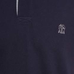 مملوكة مسبقًا Brunello Cucinelli Navy Blue Pique Knit Polo T-Shirt M