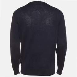 مملوكة مسبقًا Brunello Cucinelli Blue Embroidered Linen Knit Sweatshirt M