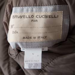 Brunello Cucinelli Bicolor Linen Wool Checked Sleeveless Reversible Puffer Jacket/Vest L